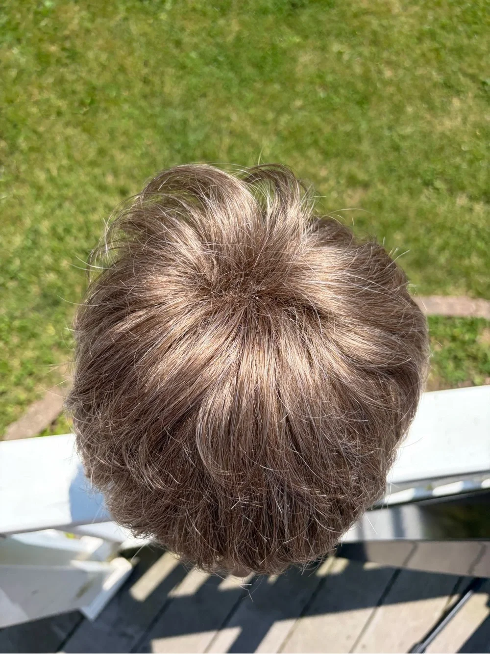 Frosted brown pixie cut short wavy synthetic wig